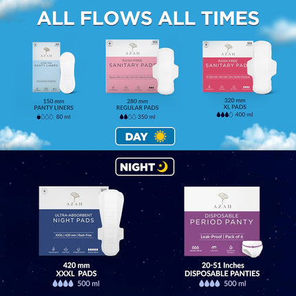Azah Sanitary Pads for Women XXXL Night Pads