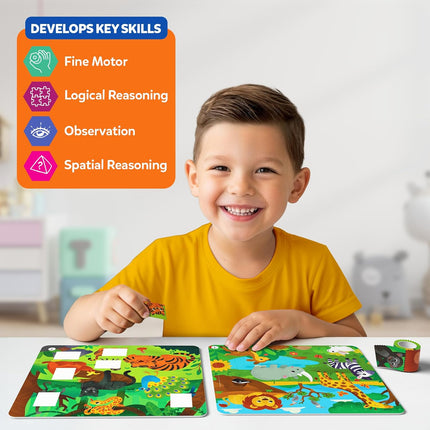 Skillmatics Puzzle Activity - Tape It Animals, 150+ Easy-Tear Stickers, Art & Craft Kit for Kids Ages 4, 5, 6, 7, 8