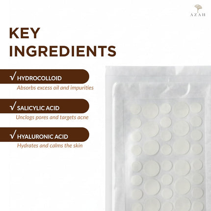 AZAH Pimple Patch | Salicylic Acid & Hyaluronic Acid Acne Patches For Face| 36 Transparent Pimple Patches