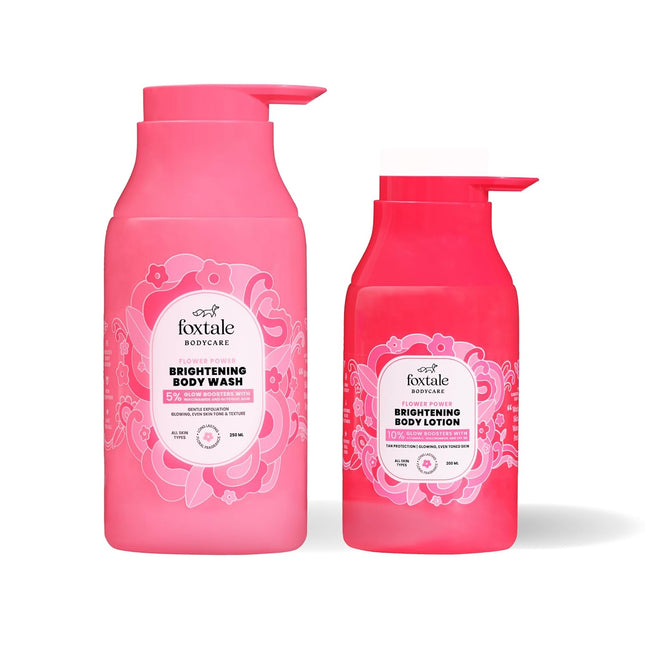 Foxtale Brightening Body Wash & Body Lotion SPF 30 | With Glycolic Acid, Niacinamide, Vitamin C- 250 ml