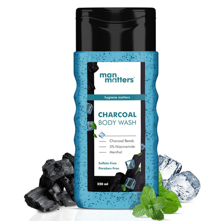 Man Matters 3 in 1 Action Charcoal & Menthol Body Wash  5% Niacinamide