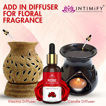 INTIMIFY Rose Essential Oil, For Face, Skin, Hair Growth, Diffuser, Soap Making 30 ml
