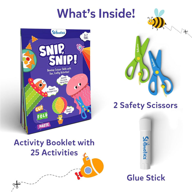 Skillmatics Scissor Skills Activity Book - Snip 25 Fun Cutting & Creative Activities for Kids Ages 3, 4, 5, 6, 7
