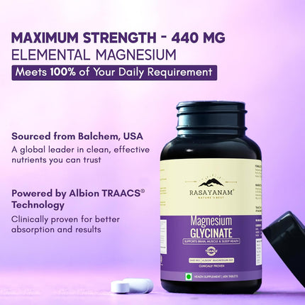 Rasayanam Chelated Magnesium Glycinate (2445 mg) - 60 Tablets