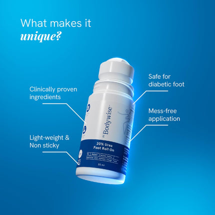 Be Bodywise 20% Urea Foot Cream Roll On | With 2% Lactic Acid, Olive Oil & Vitamin E