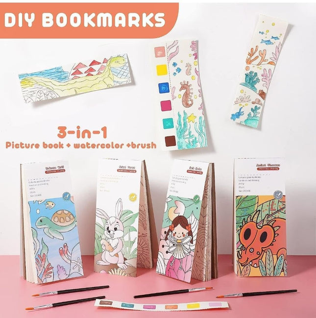 Anushil Watercolour Painting Book Kids - Portable Kids Coloring Water Book - 20 Sheets and 1 Brush - Multicolour (Assorted Animal Designs)