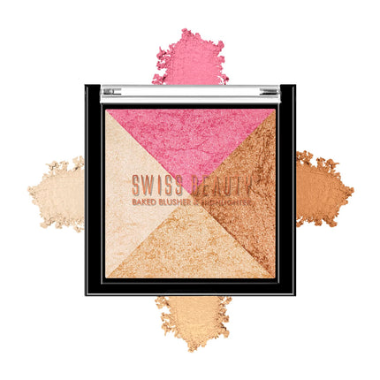 Swiss Beauty Baked Shimmer Blusher And Highlighter Palette -7g