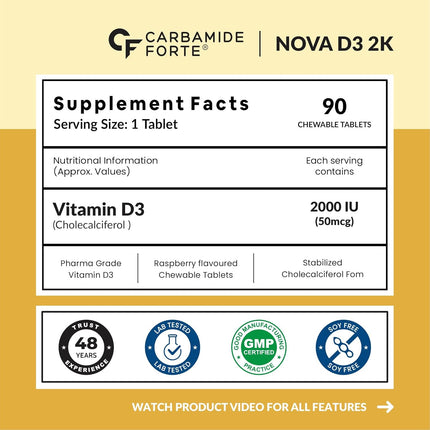 Carbamide Forte Vitamin D3 2000IU | 90 Tablets