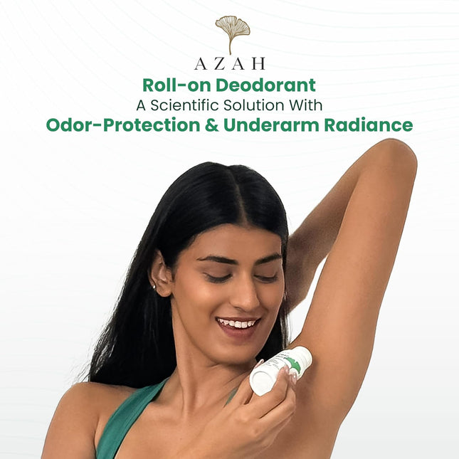 Azah Fresh Start Underarm Roll-On Deodorant For Women 6.5% AHA, 50 ml1% Kojic & 1% Salicylic Acid, 2.5% Niacinamide