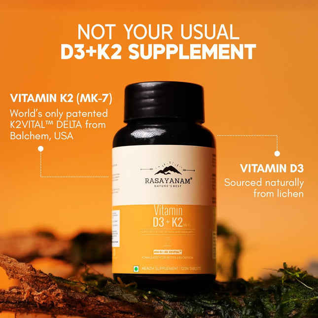 Rasayanam Vitamin D3 K2-120 Veg Tablets
