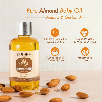 Nat Habit 100% Pure Almond Baby Oil For Baby Skin & Hair-100 ml