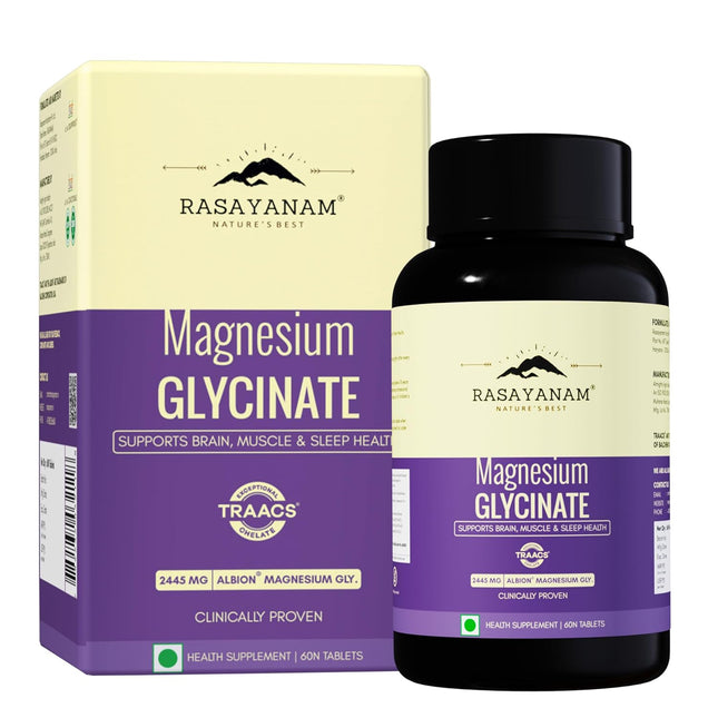 Rasayanam Chelated Magnesium Glycinate (2445 mg) - 60 Tablets