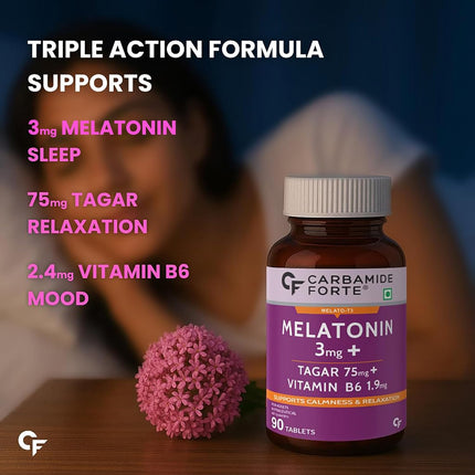 Carbamide Forte Melatonin 3mg with Tagara 75mg - 90 Tablets