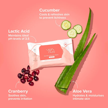 Nua Gentle Intimate Wipes | Fragrance Free -20 Wipes