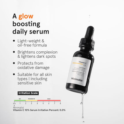 Minimalist Dull Skin, Dark Spots & Uneven Tone Treatment 10% Vitamin C Face Serum -30ml