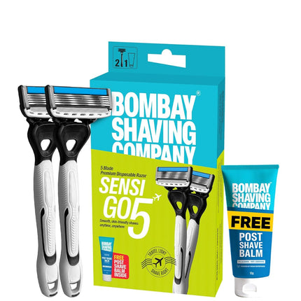 Bombay Shaving Company Sensi Go5 Premium 5-Blade Disposable Razor with Free Post Shave Balm | Shaving Razor for Men