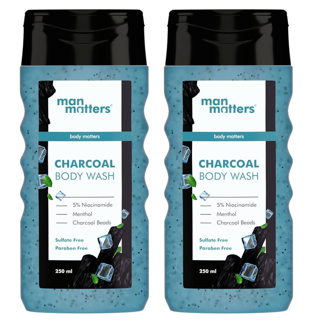 Man Matters 3 in 1 Action Charcoal & Menthol Body Wash  5% Niacinamide