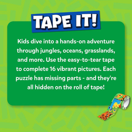 Skillmatics Puzzle Activity - Tape It Animals, 150+ Easy-Tear Stickers, Art & Craft Kit for Kids Ages 4, 5, 6, 7, 8