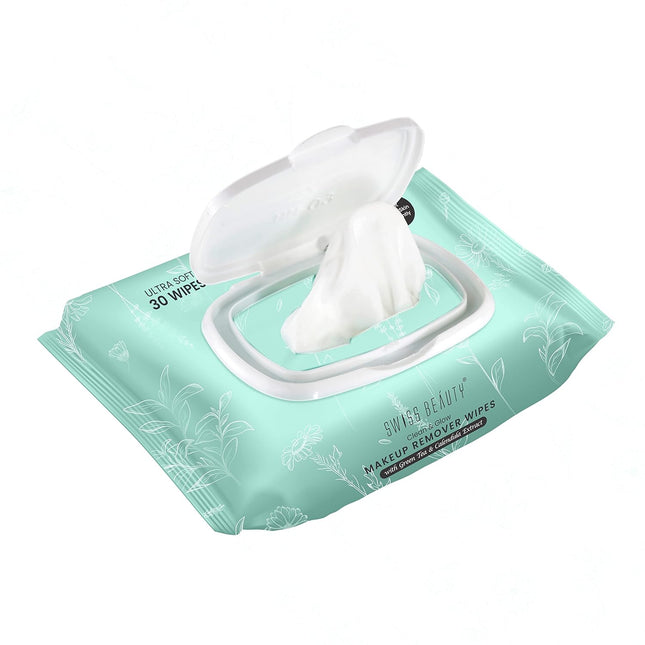 Swiss Beauty Clean & Glow Makeup Remover Wipes With Green Tea-30 Wipes