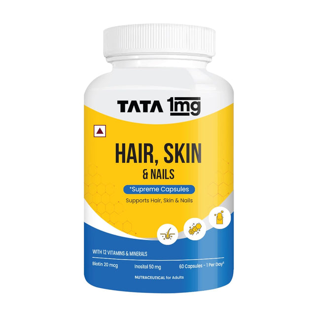 Tata 1mg Hair, Skin & Nails Supreme Biotin Capsule Pack of 60