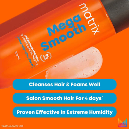 Matrix Mega Smooth Professional Shampoo Shea Butter & Amino Acids, for Frizzy Hair-200ml