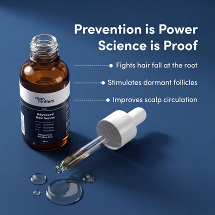 Man Matters Advanced Hair Serum 30ml | 23% actives (3% Redensyl, 2% Anagain & 1% Aminexil, Rosemary Leaf Extract)