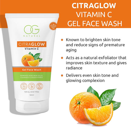 OG BEAUTY Natural Citraglow Vitamin C Gel Face Wash | Enriched with Vitamin C -150 ML