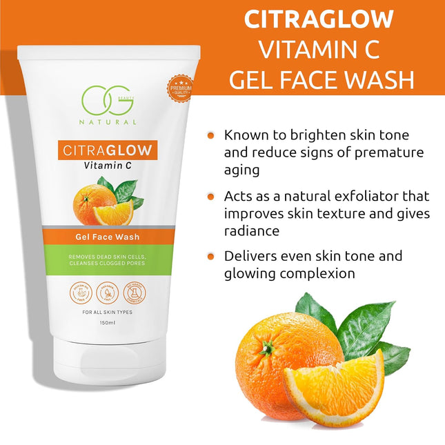 OG BEAUTY Natural Citraglow Vitamin C Gel Face Wash | Enriched with Vitamin C -150 ML