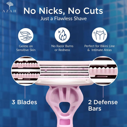 Azah Bikini Razor for Women 3 Precision Blades [Pack of 2]