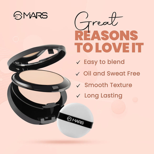 MARS Wonder 2 In 1 Compact Powder With Mirror And Powder Puff -16gm