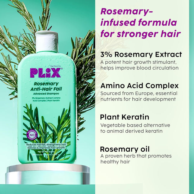 PLIX - THE PLANT FIX Rosemary Anti Hairfall Kit - Serum (30ml), Shampoo (200ml), Conditioner (175ml) & Oil (100ml)