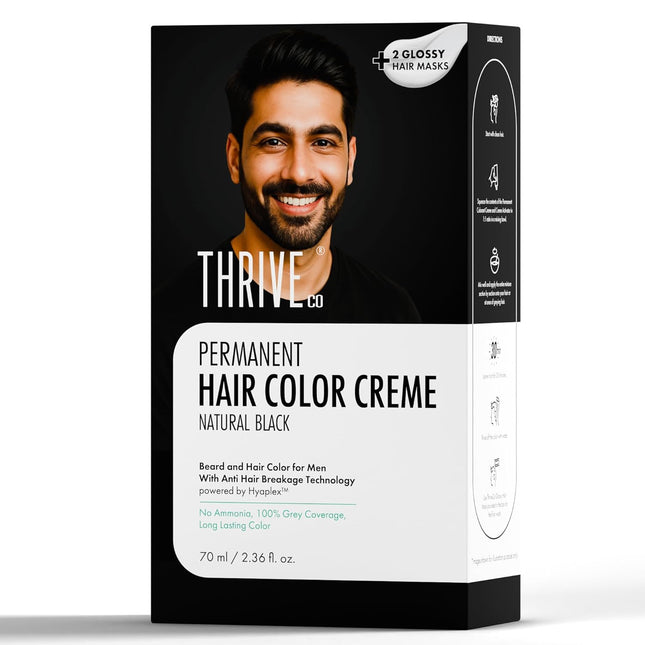 ThriveCo Permanent Hair Color Creme | 100% Grey Hair Coverage -70 ml