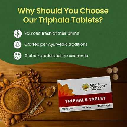 Kerala Ayurveda Triphala Churna Tablets | Ayurvedic Gut Health & Constipation Relief-100Tablets