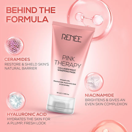 RENEE Pink Therapy Collagen Night Wrapping Face Mask-50ml