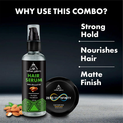 Urbangabru Combo Hair Styling Kit - Clay Hair Wax (100 gm) and Hair Serum Pre-Styler (100 ml)