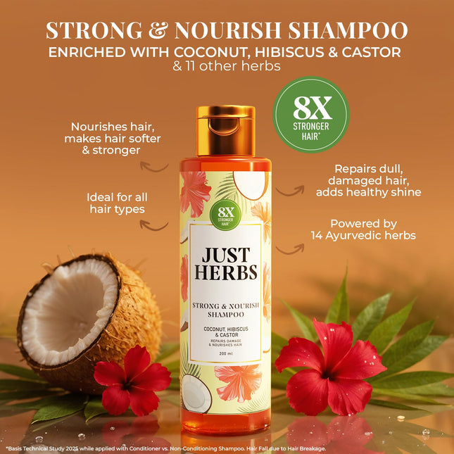 Just Herbs Castor and Black Onion Seed Sulfate Free Shampoo-200ml