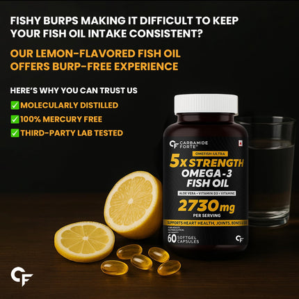 Carbamide Forte 5X Strength Omega 3 Fish Oil Capsules 2730 mg -60 Softgels