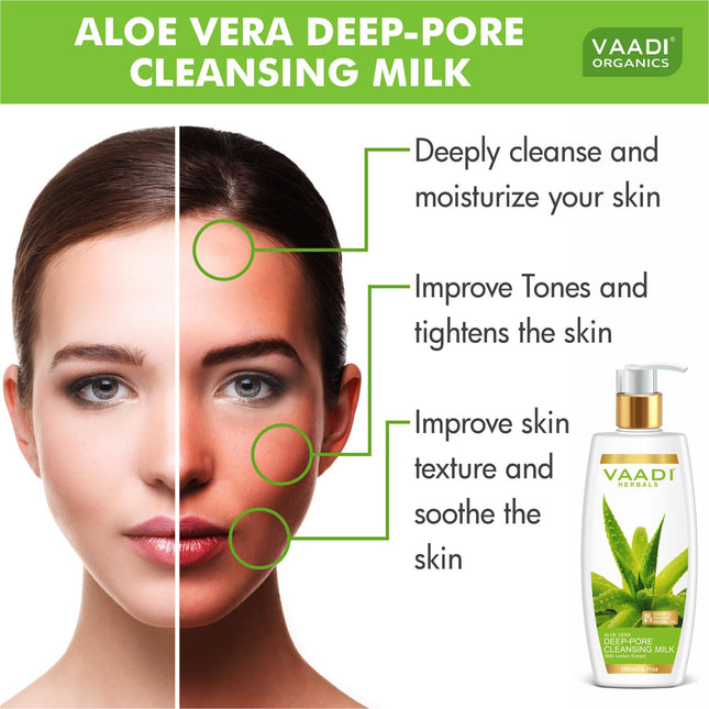 Vaadi Herbals Aloe Vera Deep Pore Cleansing Milk, 350ml