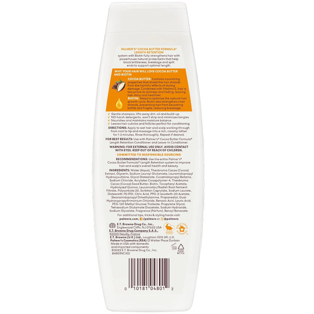 Palmer's Cocoa Butter & Biotin Shampoo for Hair Length Retention, Strengthening & Enhanced Shine - 400ml