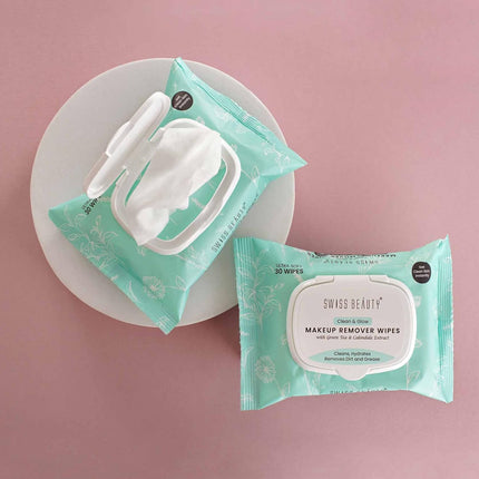 Swiss Beauty Clean & Glow Makeup Remover Wipes With Green Tea-30 Wipes