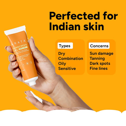 Arata Sunscreen Gel | SPF 50, PA+++ For Men & Women | 50ML