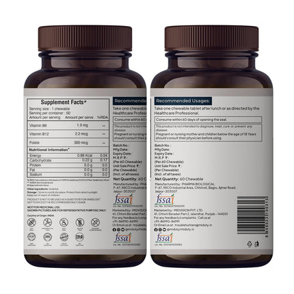 Miduty B-Complex Vitamin B12 Folate 60 Veg Tablets