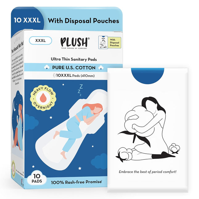Plush Ultra-Thin 10 XXXL - 410mm Cotton Sanitary Pads