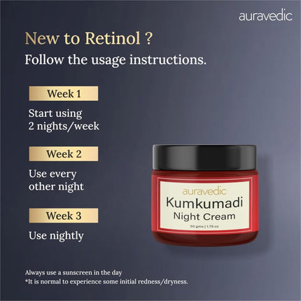 Auravedic Kumkumadi Oil Retinol Night Cream For Face - Night Cream-50g