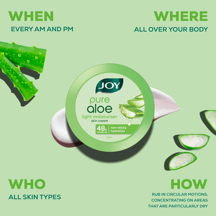 Joy Pure Aloe Light Moisturiser Skin Cream for Face, Hands & Body (500ml)