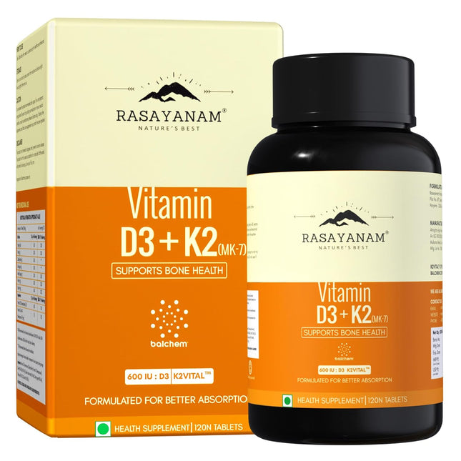 Rasayanam Vitamin D3 K2-120 Veg Tablets