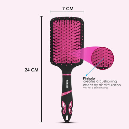 AGARO Delight Paddle Hair Brush with Strong & Flexible Nylon -Pink