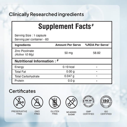 Miduty Zinc Picolinate 50 mg 60 Capsules