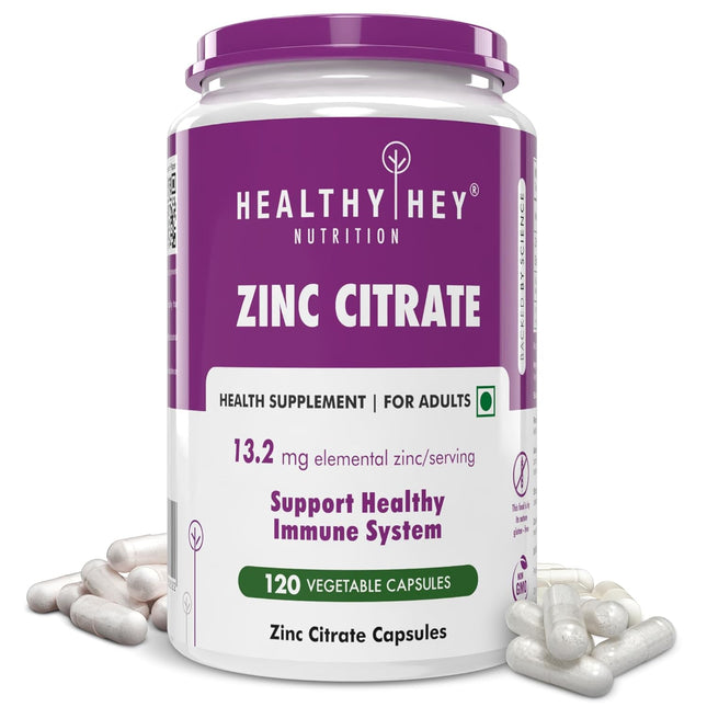 Healthy Hey Nutrition Zinc Citrate - 120 Veg Capsules