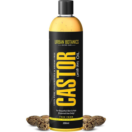UrbanBotanics Cold Pressed Castor Oil for Hair Growth, Skin Care, Moisturising Dry Skin, Nails, Eyelash -  - 200ml